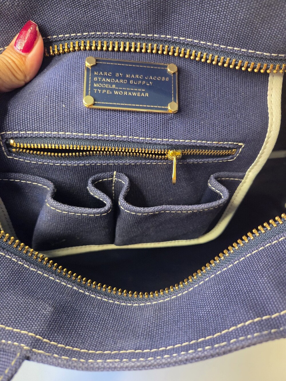 Marc by Marc Jacobs Navy Canvas Logo Tote - Picture 9 of 12